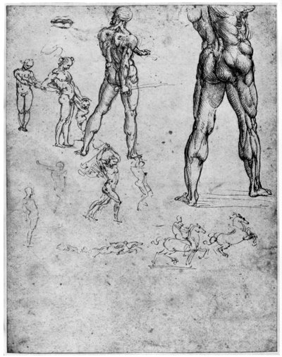 Anghiari Savaşı için çıplak çalışmalar, c1503-1505 1954 by Leonardo da Vinci