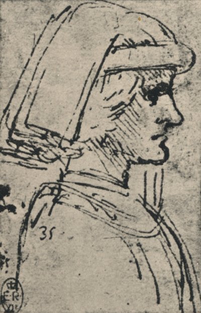 Refakatçi Giyen Genç Bir Adamın Profili, c1480 1945 by Leonardo da Vinci