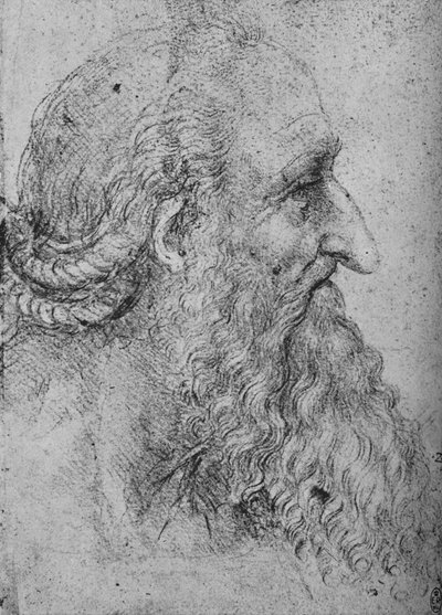Sağdaki Yaşlı, Sakallı Bir Adamın Profili, c1480 1945 by Leonardo da Vinci