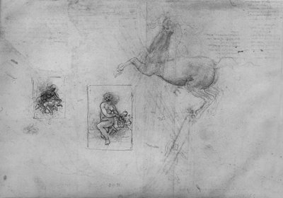 Diz çökmüş bir Leda ve bir At için Eskizler, c1480 1945 by Leonardo da Vinci