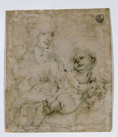 Madonna ve Kedi için Çalışma by Leonardo da Vinci