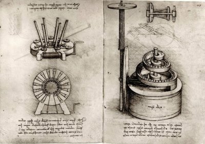 mekanik çalışmaları; bir saatin sağ zembereği by Leonardo da Vinci