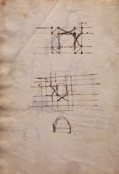 Codex Trivulzianus'tan katedral feneri çalışmaları by Leonardo da Vinci