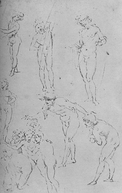 Figürler ve Bir Grup Figür Çalışmaları, c1500 1945 by Leonardo da Vinci