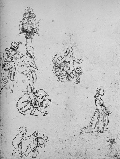 Figür ve Süsleme Çalışmaları, c1480 1945 by Leonardo da Vinci