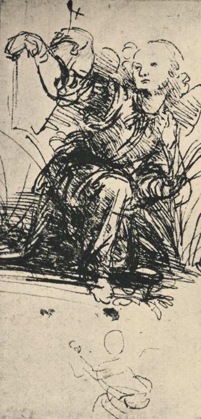 Diz Çöken Bir Meleğin Çalışmaları, c1467-1519 1945 by Leonardo da Vinci