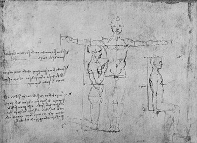 Üç Figürün Oranları Çalışmaları, c1480 1945 by Leonardo da Vinci