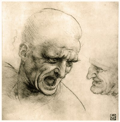 Bir savaşçının kafası için çalışma by Leonardo da Vinci
