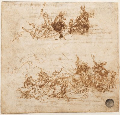 Anghiari Savaşı için Çalışma, yaklaşık 1503-1504. by Leonardo da Vinci