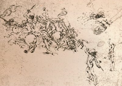 Anghiari Muharebesi karikatürü için çalışma, c1472-c1505 1883 by Leonardo da Vinci