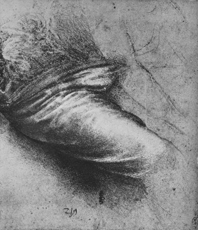 Sağda Oturan Bir Figürün Perdelik Çalışması, c1480 1945 by Leonardo da Vinci