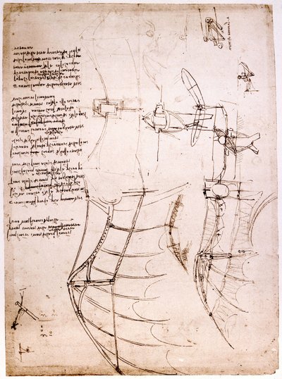 Kanatlar üzerinde çalışın. Kodeks Atlantik. Atlantik Kodeksi, Leonard de Vinci
