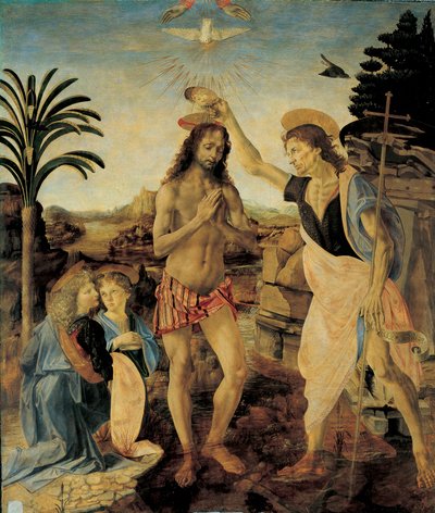 Andrea del Verrocchio (1436-1488) ve Leonardo da Vinci (Leonard of Vinci) (1452-1516), tarafından 1475 - 1478 civarında Mesih