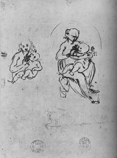 Bir Madonna ve Çocuğun Üç Çalışması, c1475 1945 by Leonardo da Vinci