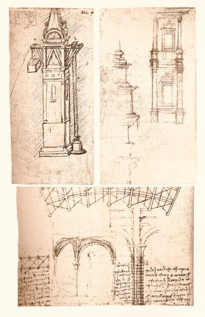 Üç mimari çizim, c1472-c1519 1883 by Leonardo da Vinci