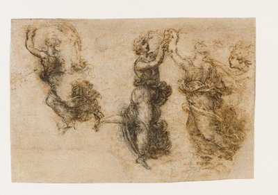 Üç dans eden kadın figürü, 1517-1518. by Leonardo da Vinci
