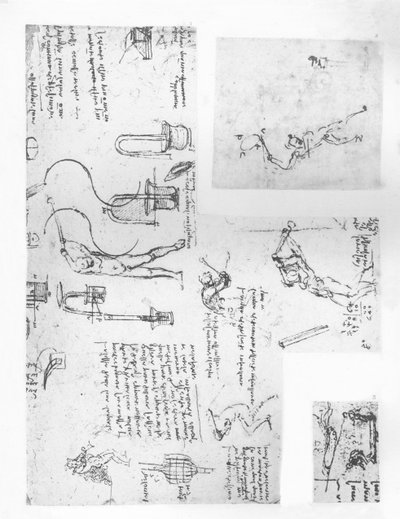 İnsan figürünün hareketlerinin teorisini gösteren üç çizim, c1472-c1519 1883 by Leonardo da Vinci