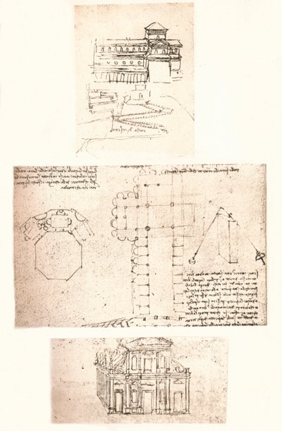 Kiliselerin üç çizimi, c1472-c1519 1883 by Leonardo da Vinci