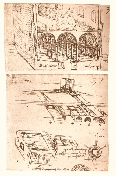 İki mimari çizim, c1472-c1519 1883 by Leonardo da Vinci