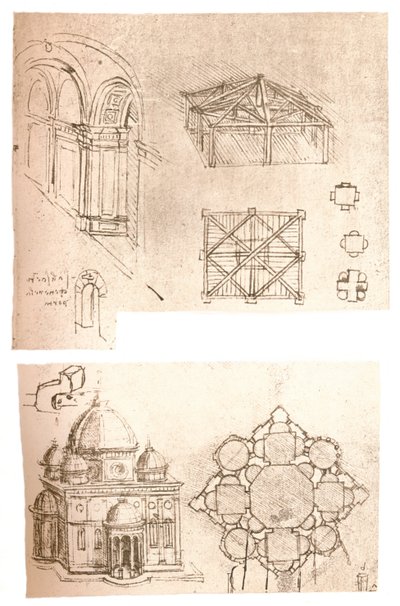 İki mimari çizim, c1472-c1519 1883 by Leonardo da Vinci