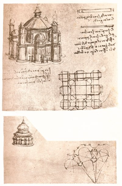 Kiliselerin iki çizimi, c1472-c1519 1883 by Leonardo da Vinci