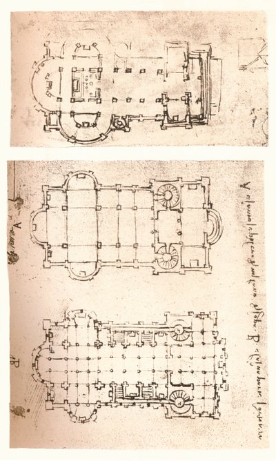 Kiliselerin iki planı, c1472-c1519 1883 by Leonardo da Vinci