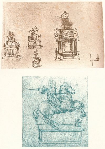 Sforza Anıtı için iki hazırlık çalışması, c1482-c1499 1883 by Leonardo da Vinci