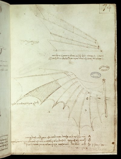 Kanat. Uçan makine çizimi. Leonard De Vinci