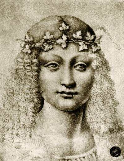 Asma ile çelenk bir kızın başı by Leonardo da school of Vinci