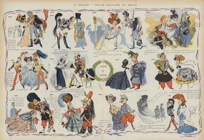 14 Temmuz - geçen yüzyılın askeri incelemesi. Le Rire için İllüstrasyon by Leonce Burret