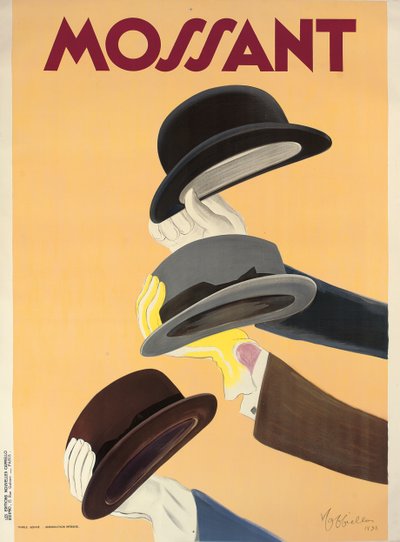 Mossant şapkaları için reklam afişi, 1938 by Leonetto Cappiello