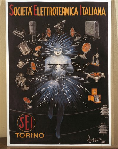 Leonetto Cappiello, SEI, Electroheat İtalyan Şirketi reklam afişi tarafından renkli litografi by Leonetto Cappiello