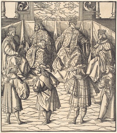 Dört Kralın Meclisi, ön planda Dört Adam by Leonhard Beck