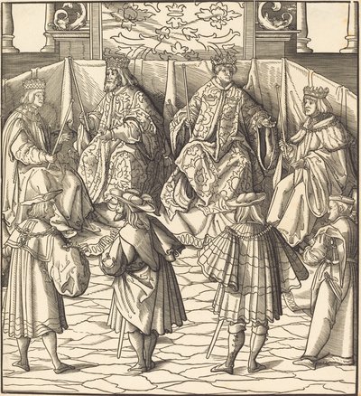 Dört Kralın Meclisi, ön planda Dört Adam by Leonhard Beck