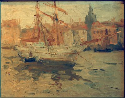 Kare yelkenli gulet ile İtalyan limanı by Leonhard Sandrock