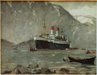 Norveç fiyordunda Hamburg-Süd yolcu vapuru by Leonhard Sandrock