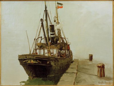 Yardımcı yelkenli ıslık çalan vapur Rostock Direktörü A by Leonhard Sandrock