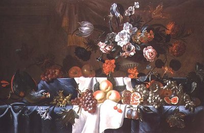 Bir Papağan ile Meyve Natürmort by Leonhart Hubner