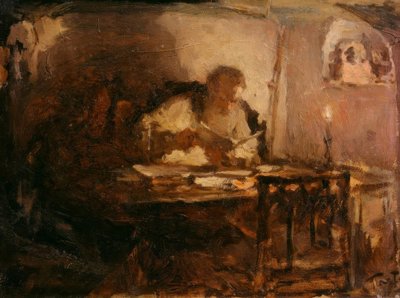 Leo Tolstoy çalışma odasında by Leonid Osipovic Pasternak