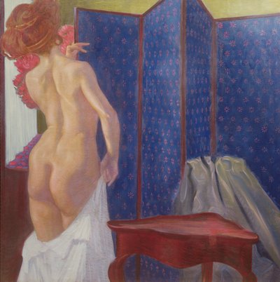 Ekranda Çıplak Kadın by Leopold Blauensteiner