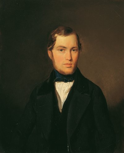 Mavi kravatlı genç adam by Leopold Fertbauer