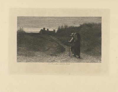 Bir kumul manzarasında uzun yürüyüşe çıkan kimse by Leopold Lowenstam