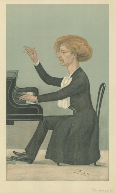 M Ignace Jan Paderewski (renkli taş baskı) by Leslie Matthew (1851-1922) Ward