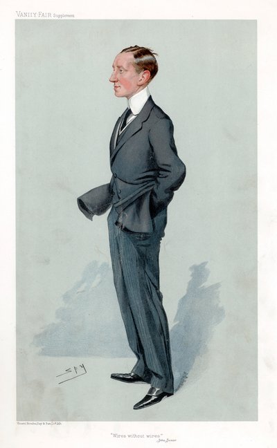 Guglielmo Marconi, İtalyan fizikçi ve mucit ve kablosuz telgrafın öncüsü by Leslie Matthew Ward