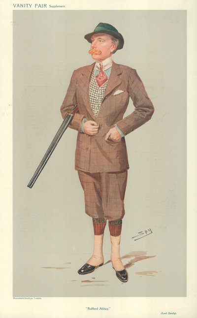 Lord John Savile, Rufford Manastırı, 15 Nisan 1908, Vanity Fair karikatürü by Leslie Matthew Ward
