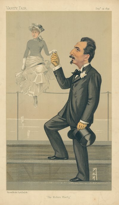 M Jan Van Beers, The Modern Wiertz, 12 Eylül 1891, Vanity Fair karikatürü by Leslie Matthew Ward