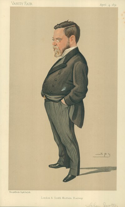 Bay Charles Scotter, Londra ve Güney Batı Demiryolu, 4 Nisan 1891, Vanity Fair karikatürü by Leslie Matthew Ward