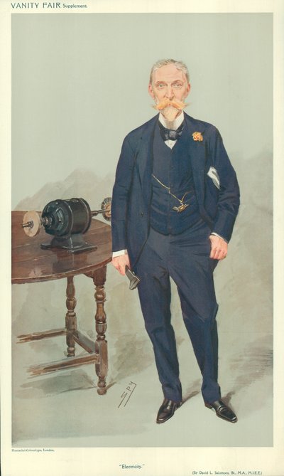 Sir David L Salomons, Elektrik, nd, Vanity Fair çizgi filmi by Leslie Matthew Ward