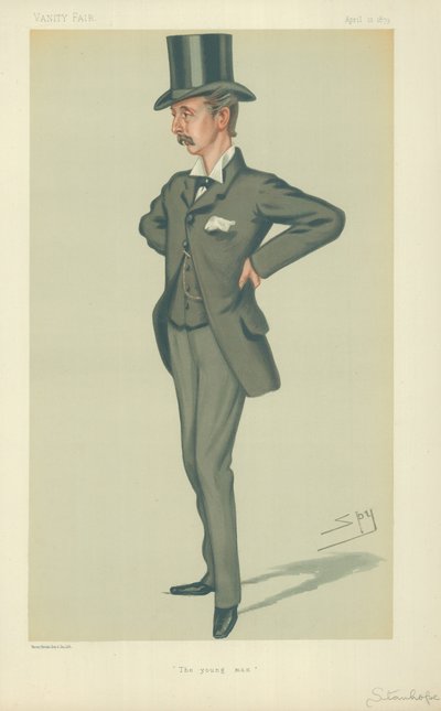 Hon Edward Stanhope Milletvekili, Genç adam, 12 Nisan 1879, Vanity Fair karikatürü by Leslie Matthew Ward