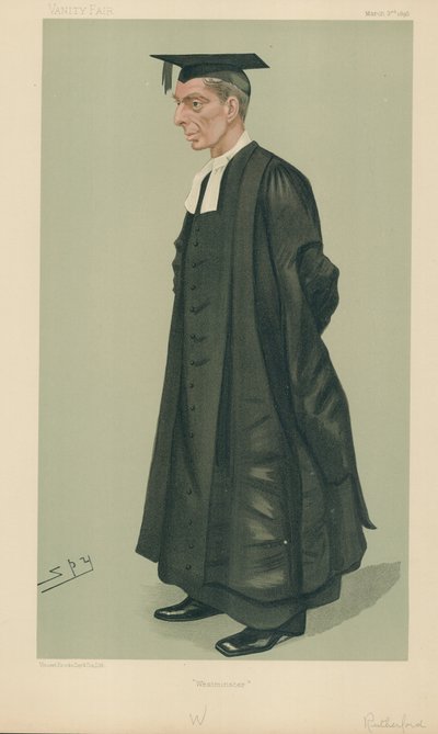 WS Rutherford, Westminster Okulu Müdürü, Westminster, 2 Mart 1889, Vanity Fair karikatürü by Leslie Matthew Ward